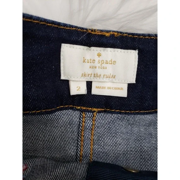 Kate Spade Broome Street Floral Embroidered Denim Skirt Size 2 - Picture 5 of 7